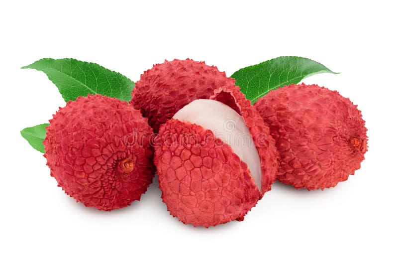 Lychee fruit isolated on white background with clipping path and full depth of field stock images