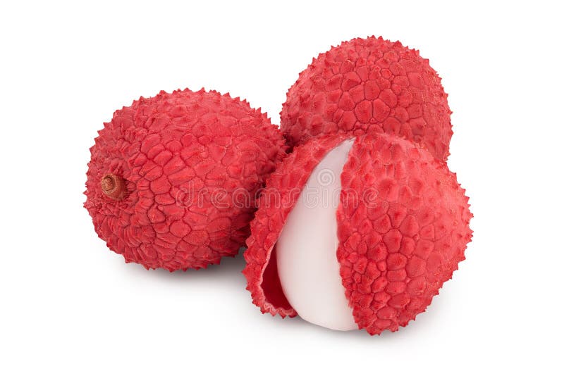 Lychee fruit isolated on white background with clipping path and full depth of field royalty free stock photo