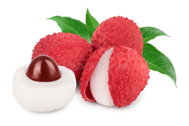 Lychee fruit isolated on white background with clipping path and full depth of field royalty free stock photography