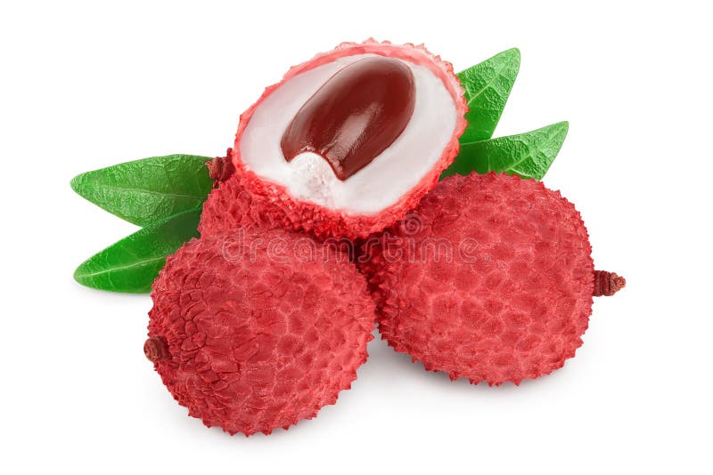 Lychee fruit isolated on white background with clipping path and full depth of field stock photos