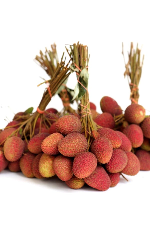 Lychee пук свежих lychees изолированных на белизне стоковые фото