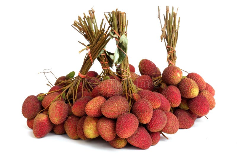 Lychee пук свежих lychees изолированных на белизне стоковые фотографии rf