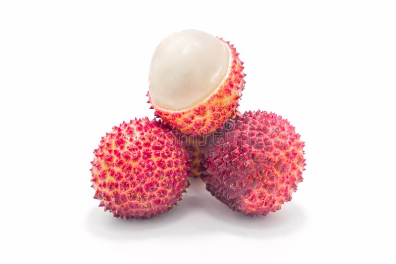 Lychees изолировали красный цвет на белой предпосылке стоковое изображение