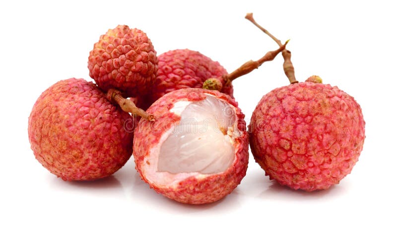 Lychees изолированные на белом фоне. стоковая фотография