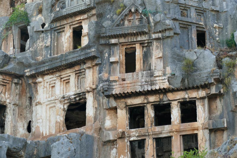 Yamaca oyulmuş Likya kaya mezarları. Myra, Türkiye Telifsiz Stok Fotoğraflar Yamaca oyulmuş Likya kaya mezarları. Myra, Türkiye Telifsiz Stok Fotoğraflar