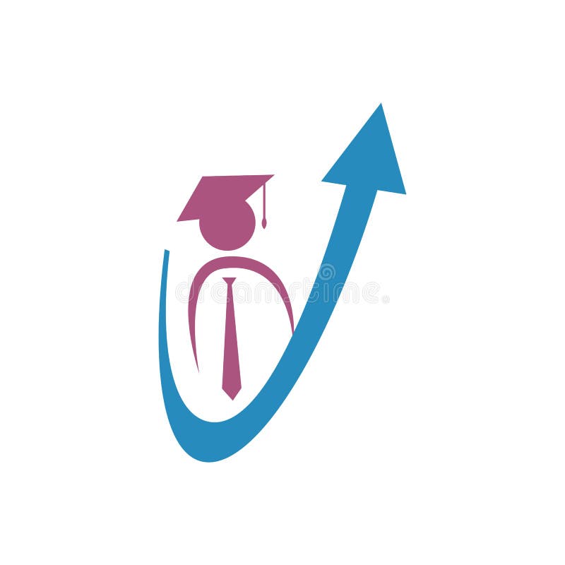 Lyckad vektor för studentlogotyp illustration av symbolkonceptet för graderingssymbol Logo royaltyfri illustrationer