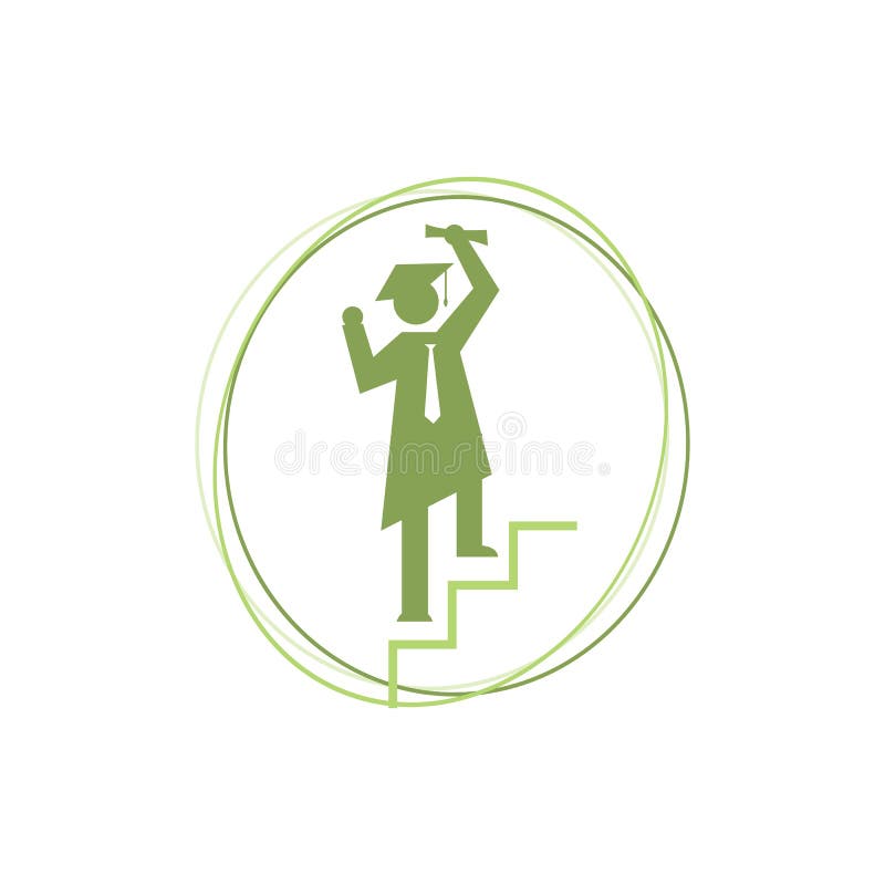 Lyckad vektor för studentlogotyp illustration av symbolkonceptet för graderingssymbol Logo stock illustrationer