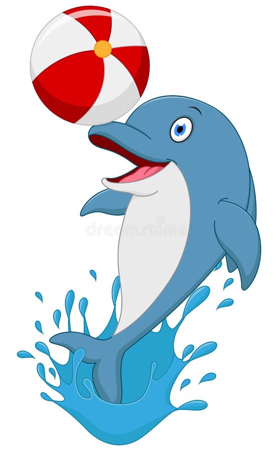 Illustration of Happy dolphin cartoon playing ball. Illustration of Happy dolphin cartoon playing ball