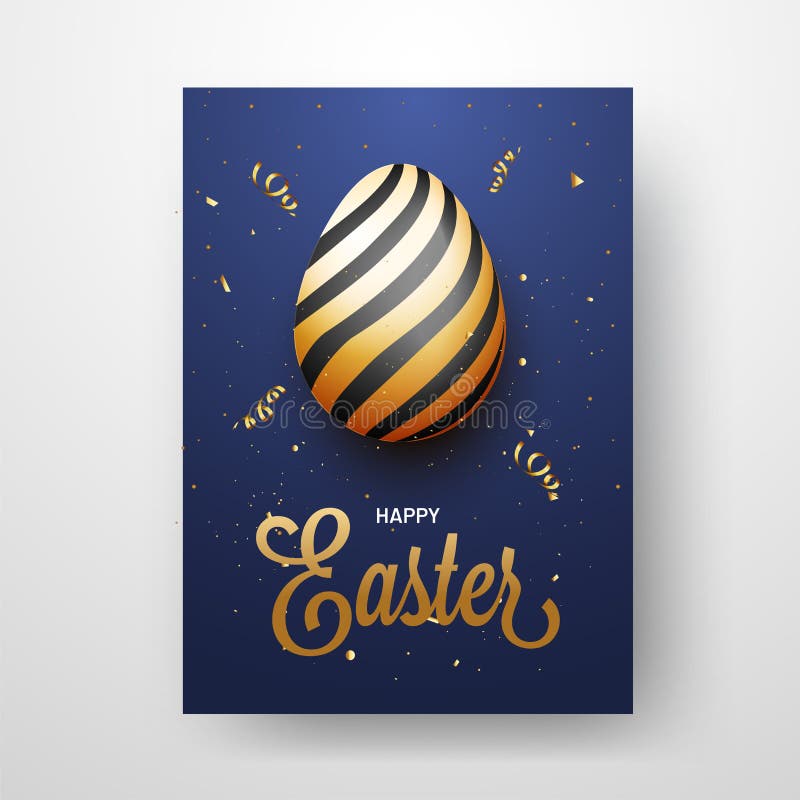 Lycklig design för påskhälsningkort med illustrationen av det guld- ägget stock illustrationer Lycklig design för påskhälsningkort med illustrationen av det guld- ägget stock illustrationer