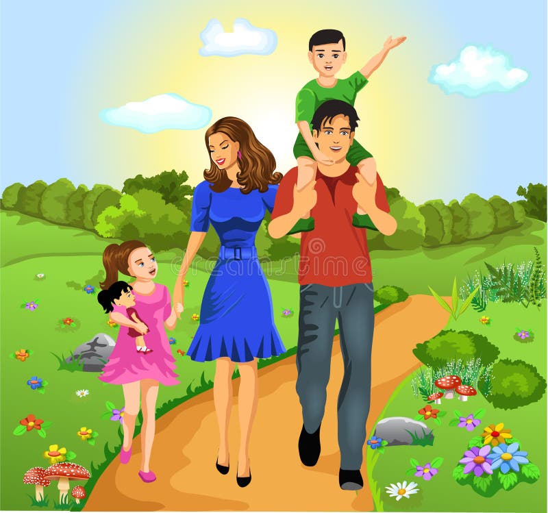Lycklig familj på vägen av liv royaltyfri illustrationer Lycklig familj på vägen av liv royaltyfri illustrationer