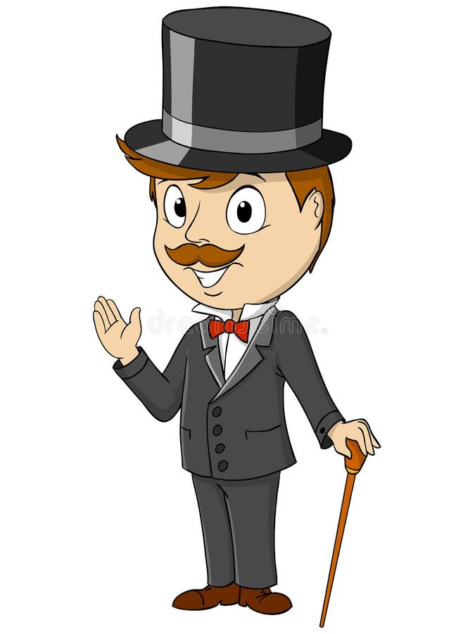 Lycklig gentleman för tecknad film med pinnen royaltyfri illustrationer Lycklig gentleman för tecknad film med pinnen royaltyfri illustrationer