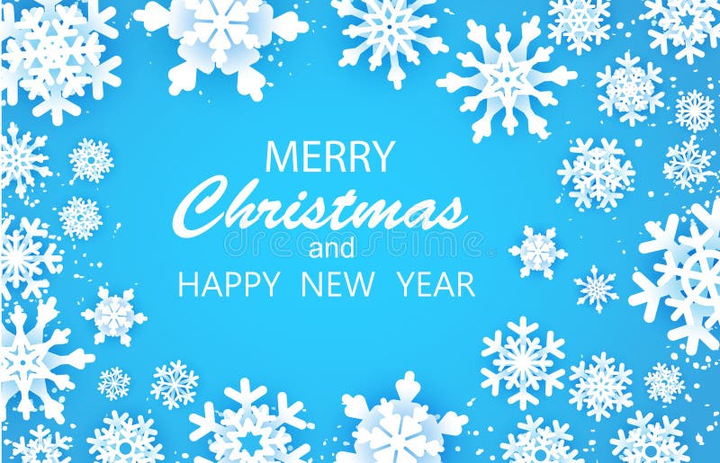 Lycklig glad jul och hälsningskort för nytt år Vit Snowflake Vektorillustration för nytt år
