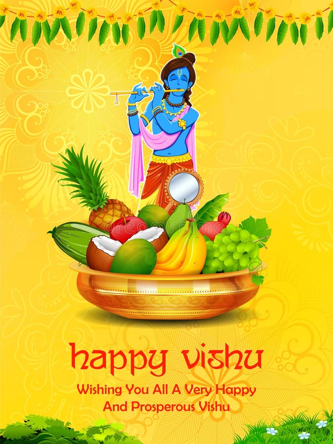 Lycklig hinduisk festival Vishu för nytt år som firas i den indiska staten av Kerala