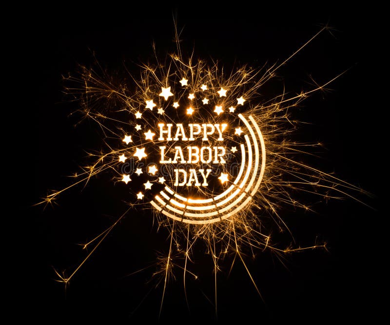Happy Labor Day greeting in sparks and black background for copy space. Happy Labor Day greeting in sparks and black background for copy space.