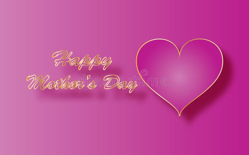 Lycklig hälsning för moderdag, rosa hjärta och guld- text stock illustrationer