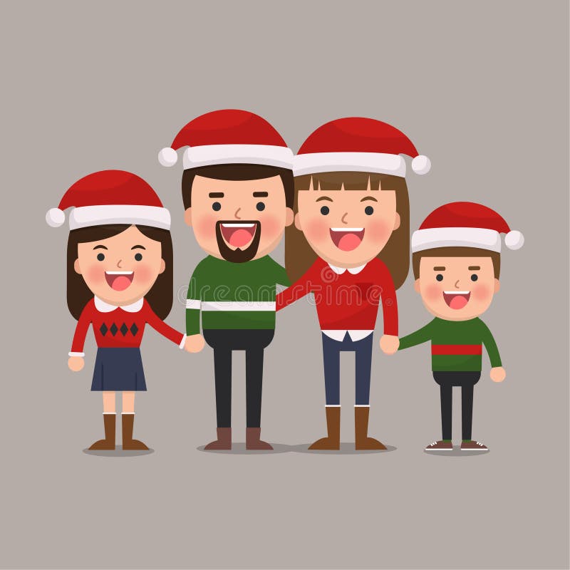 lycklig julfamilj vektor illustrationer lycklig julfamilj vektor illustrationer
