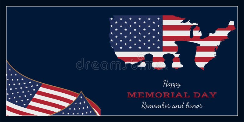 lycklig minnesmärke för dag Hälsningkort med den USA flaggan, översikten och soldaten Nationell amerikansk feriehändelse Plan vek stock illustrationer lycklig minnesmärke för dag Hälsningkort med den USA flaggan, översikten och soldaten Nationell amerikansk feriehändelse Plan vek stock illustrationer