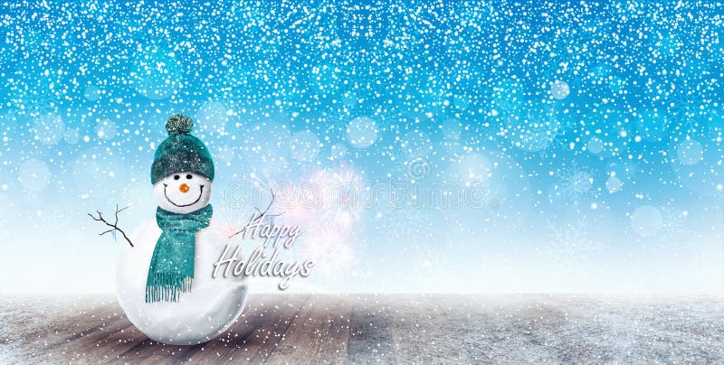 Happy Snowman Christmas background 3D Rendering. Happy Snowman Christmas background 3D Rendering