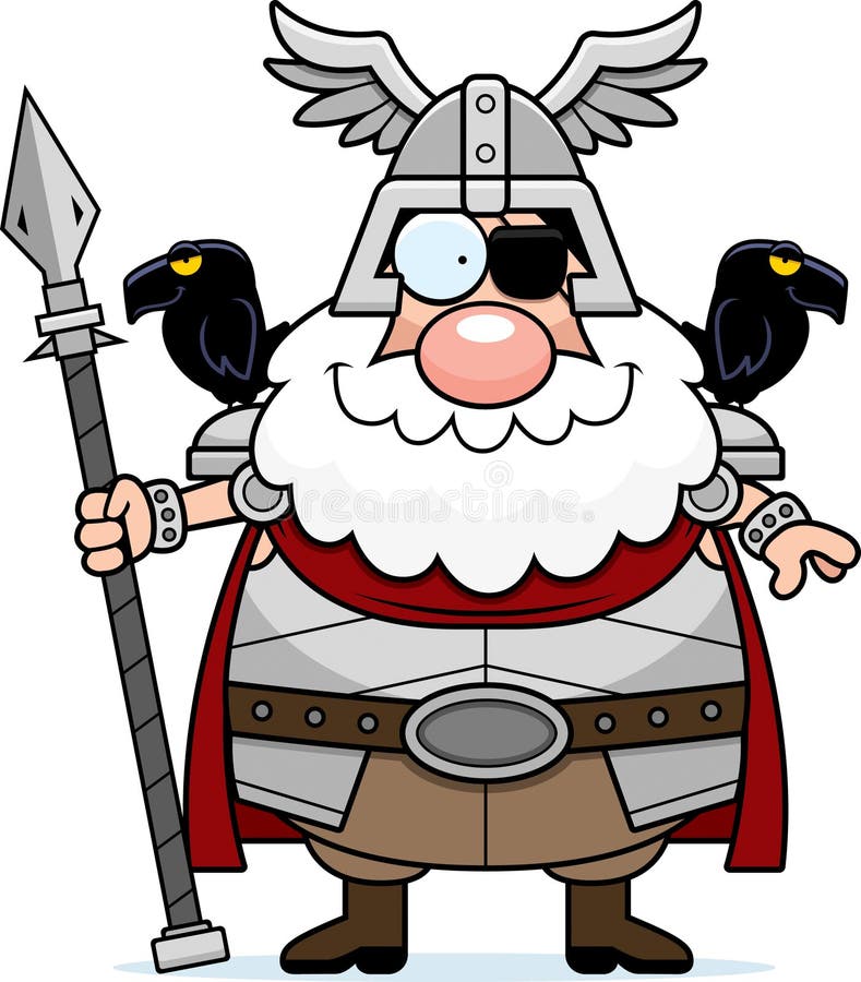 A cartoon illustration of Odin looking happy. A cartoon illustration of Odin looking happy.