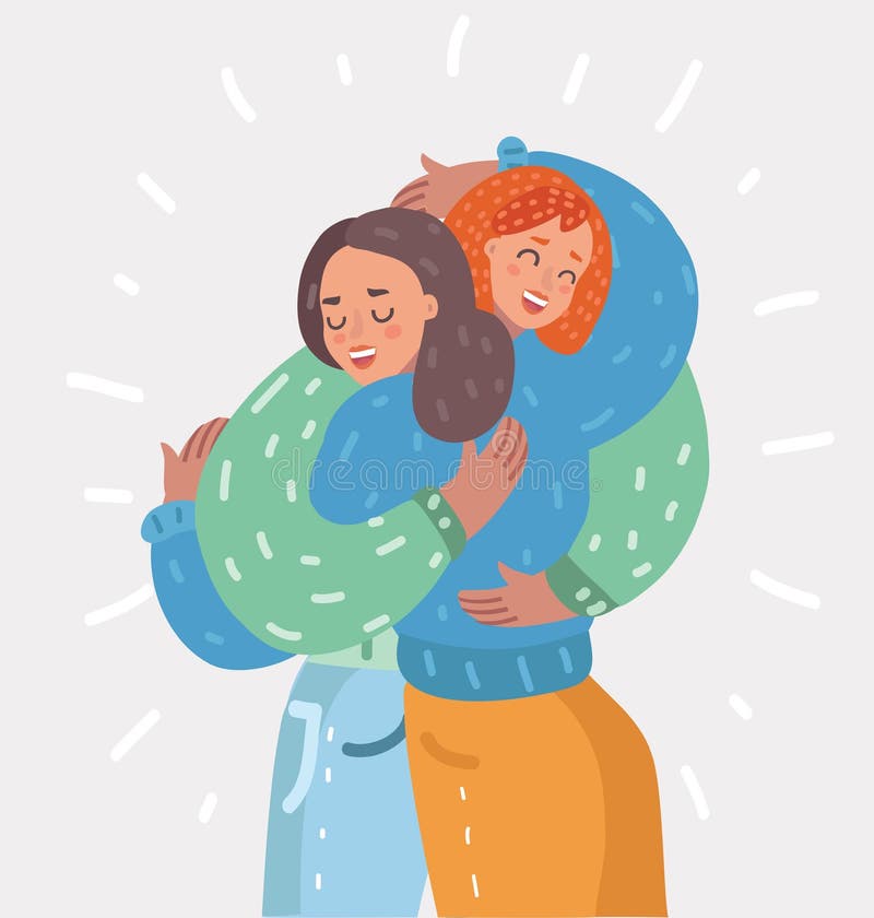 Lycklig ung flickakram Kvinnakamratskap stock illustrationer Lycklig ung flickakram Kvinnakamratskap stock illustrationer