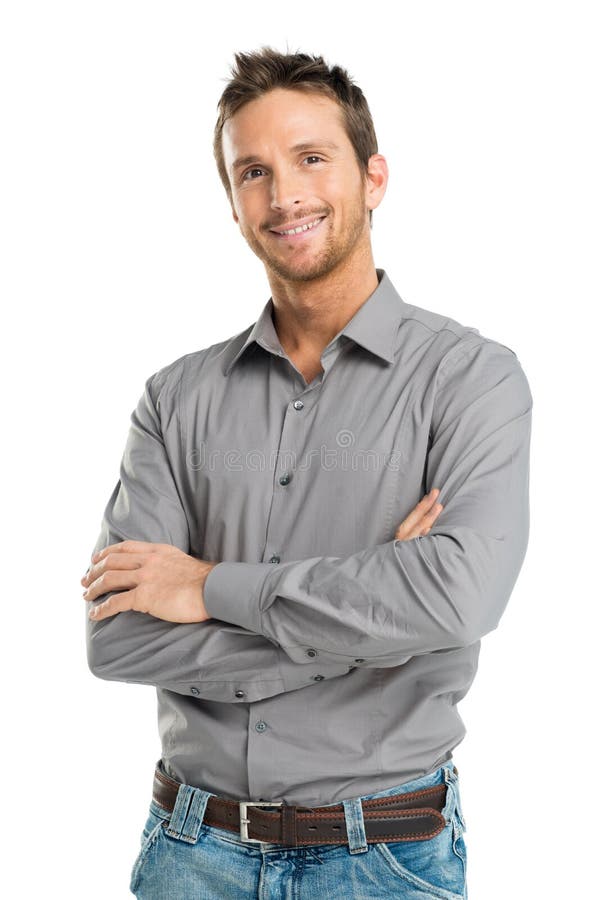 Portrait Of Happy Young Man Isolated On White Background. Portrait Of Happy Young Man Isolated On White Background