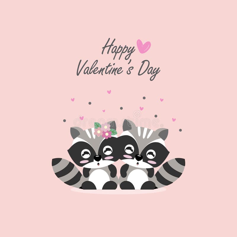 Lycklig vykort för dag för valentin` s Söt illustration för vektor för partvättbjörntecknad film vektor illustrationer Lycklig vykort för dag för valentin` s Söt illustration för vektor för partvättbjörntecknad film vektor illustrationer