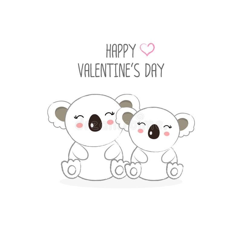 Lycklig vykort för dag för valentin` s Söt parkoalatecknad film vektor illustrationer Lycklig vykort för dag för valentin` s Söt parkoalatecknad film vektor illustrationer