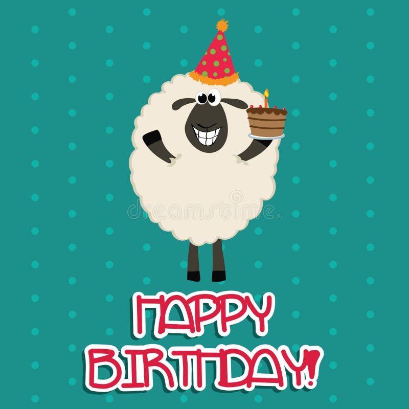 Sheep with a cake celebrating a happy birthday party. Sheep with a cake celebrating a happy birthday party