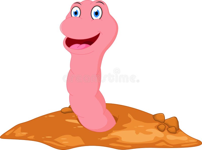 Illustration of Happy Worm cartoon isolated on white. Illustration of Happy Worm cartoon isolated on white