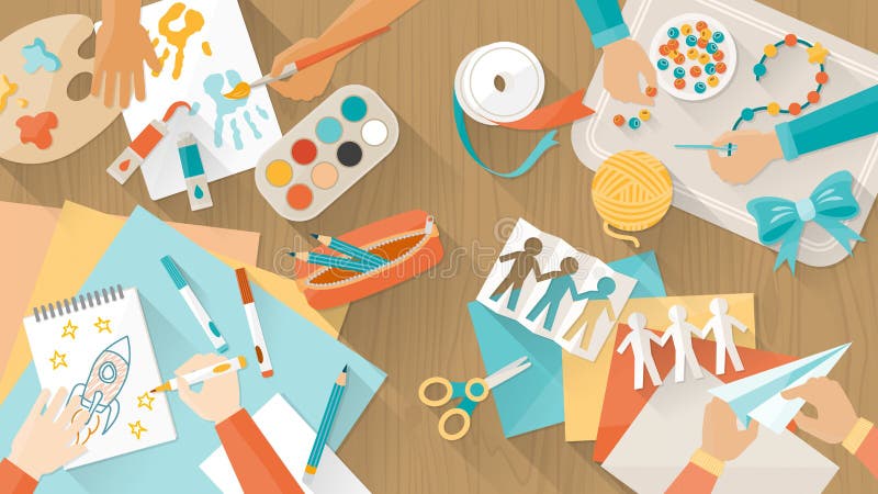 Lyckligt idérikt spela för ungar royaltyfri illustrationer Lyckligt idérikt spela för ungar royaltyfri illustrationer