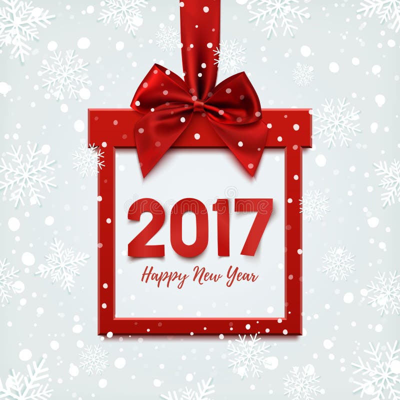 Lyckligt nytt år 2017, fyrkantigt baner i form av julgåvan stock illustrationer Lyckligt nytt år 2017, fyrkantigt baner i form av julgåvan stock illustrationer