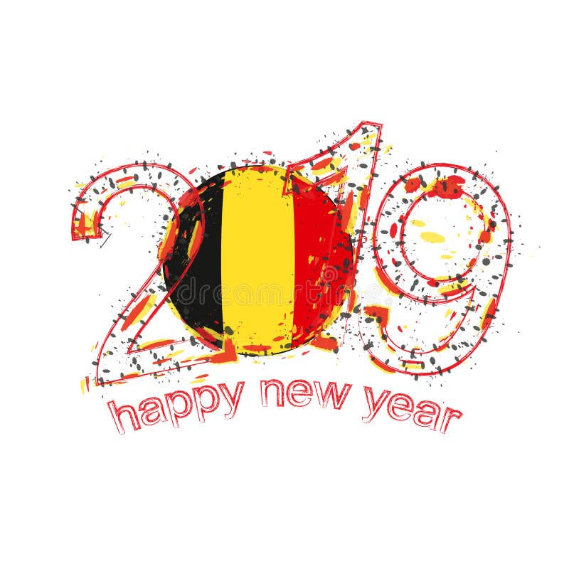 Lyckligt nytt 2019 år med flaggan av Belgien Feriegrungevektor vektor illustrationer Lyckligt nytt 2019 år med flaggan av Belgien Feriegrungevektor vektor illustrationer