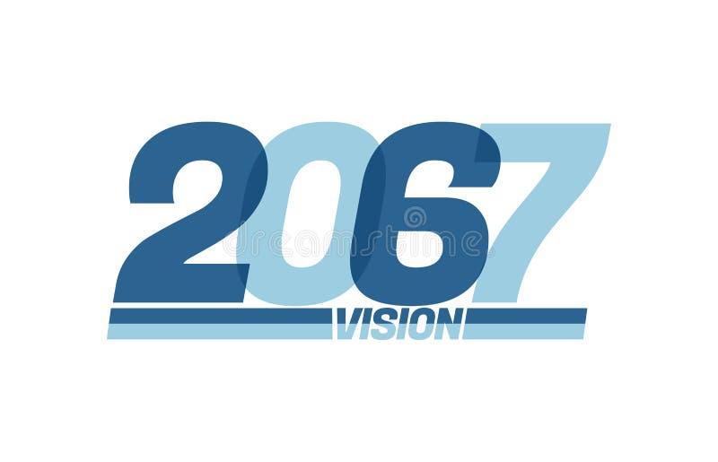 Lyckligt nytt år 2067. 2067 års typografi-logotyp 2067 års modell vektor illustrationer