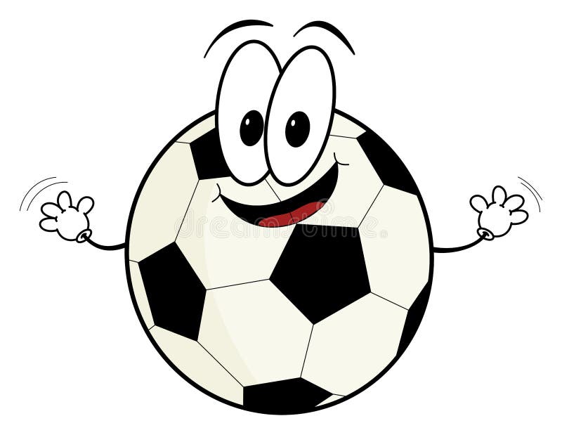 Lyckligt tecken för tecknad filmfotbollboll stock illustrationer Lyckligt tecken för tecknad filmfotbollboll stock illustrationer