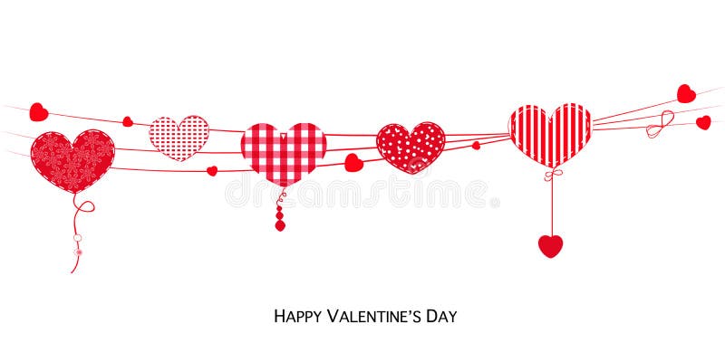 Happy Valentines Day card with hanging Love Valentines hearts banner vector background. Happy Valentines Day card with hanging Love Valentines hearts banner vector background
