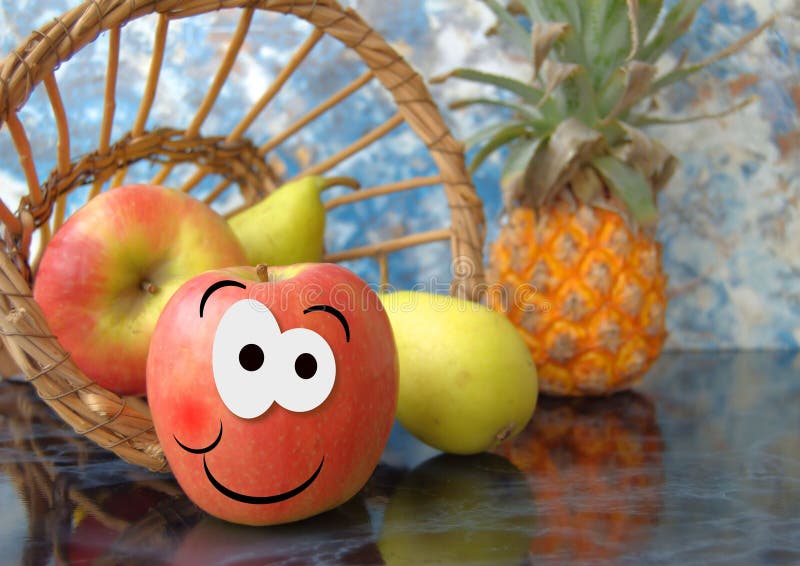 Apple with nice eyes and smile. Apple with nice eyes and smile