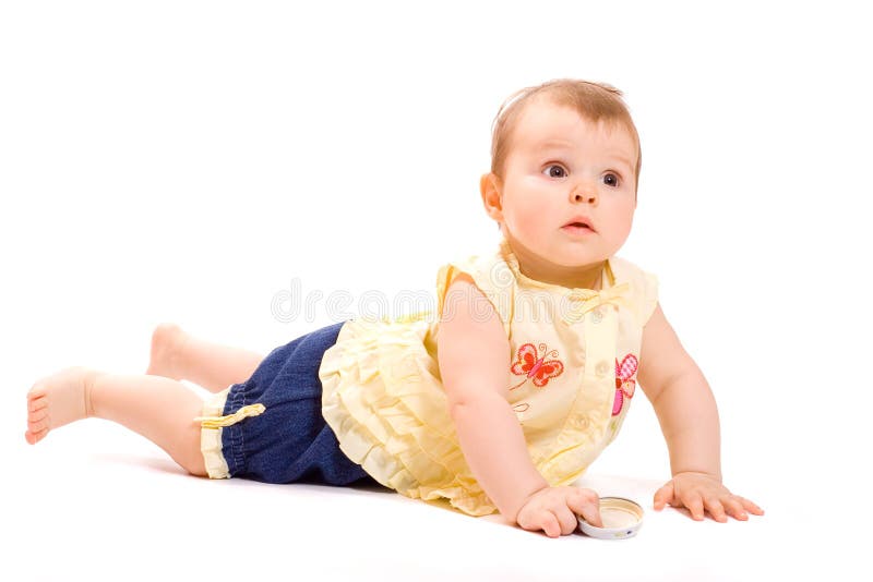 Lying baby stock image