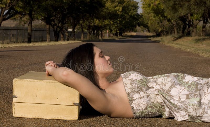 Lying in the road closeup