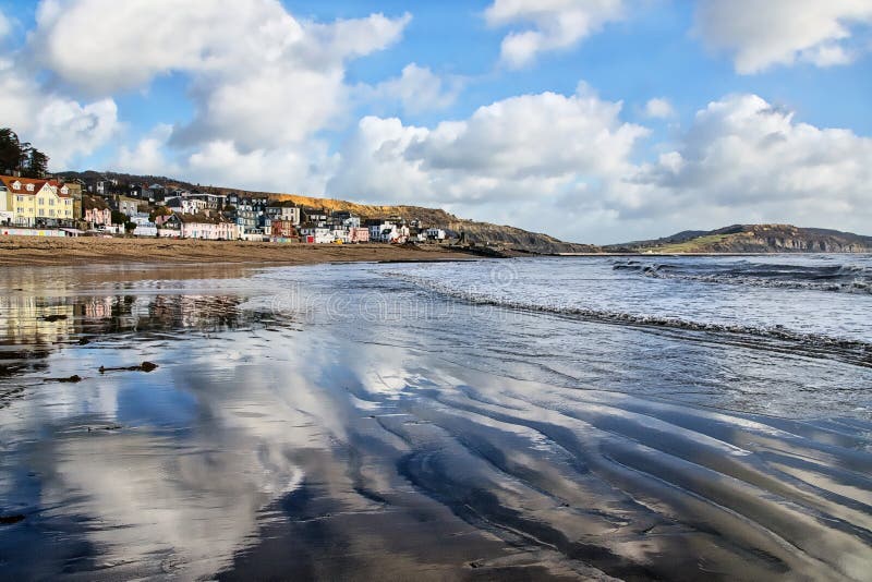 Lyme Regis Seafront stock image. Image of peek, clouds 38331809