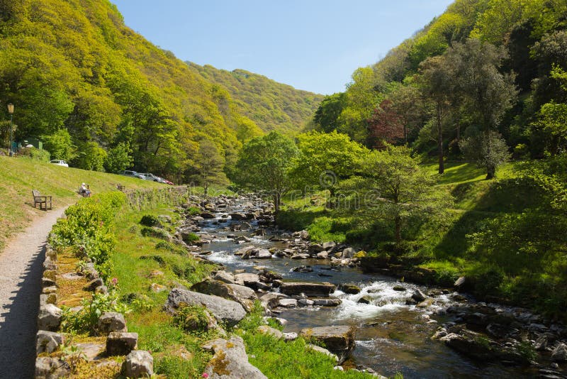 Lynmouth Devon walk to Watersmeet along the river England UK