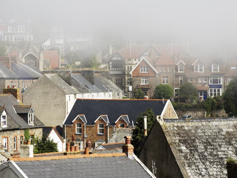 Lynton devon stock image. Image of foggy, homes, village 10672997