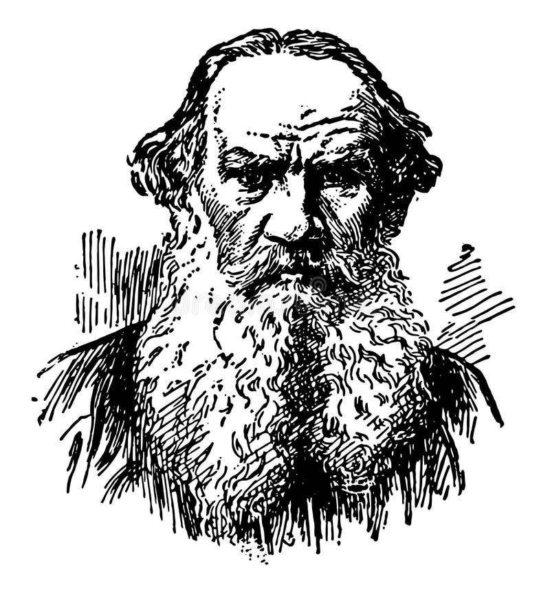 Lyoff Tolstoi, 1828-1910, he was a Russian author,  famous for war and peace, vintage line drawing or engraving illustration. Lyoff Tolstoi, 1828-1910, he was a Russian author,  famous for war and peace, vintage line drawing or engraving illustration