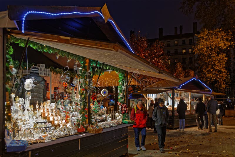 Carnot Square Christmas Market in Lyon Editorial Photo Image of