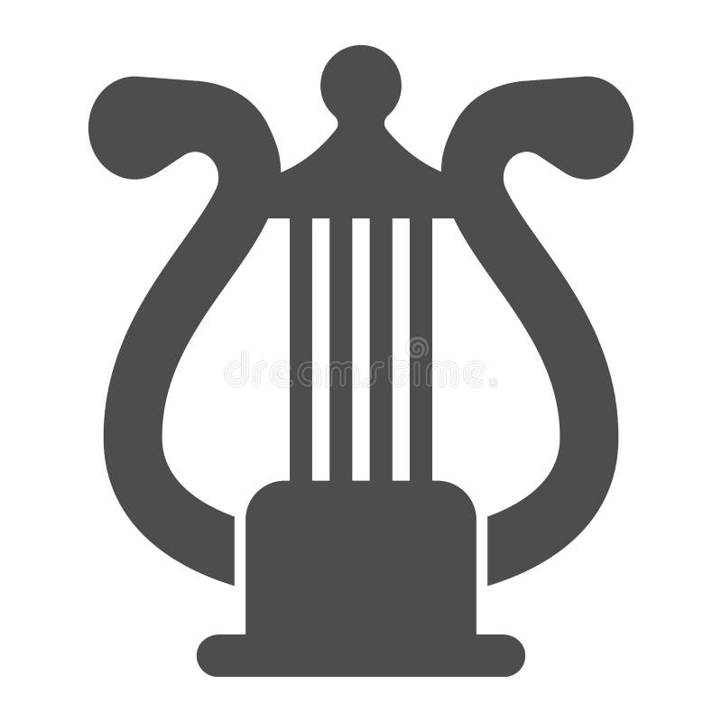 Lyre with strings, harp solid icon, musical instruments concept, lira string istrument vector sign on white background stock illustration