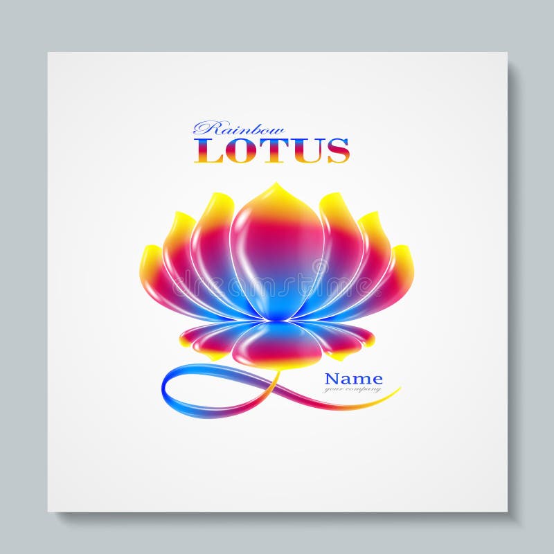 Lyxig bildlogoregnbåge Lotus Affärsdesign för brunnsort, yogagrupp, hotell och semesterort yellow för vektor för askillusrationla