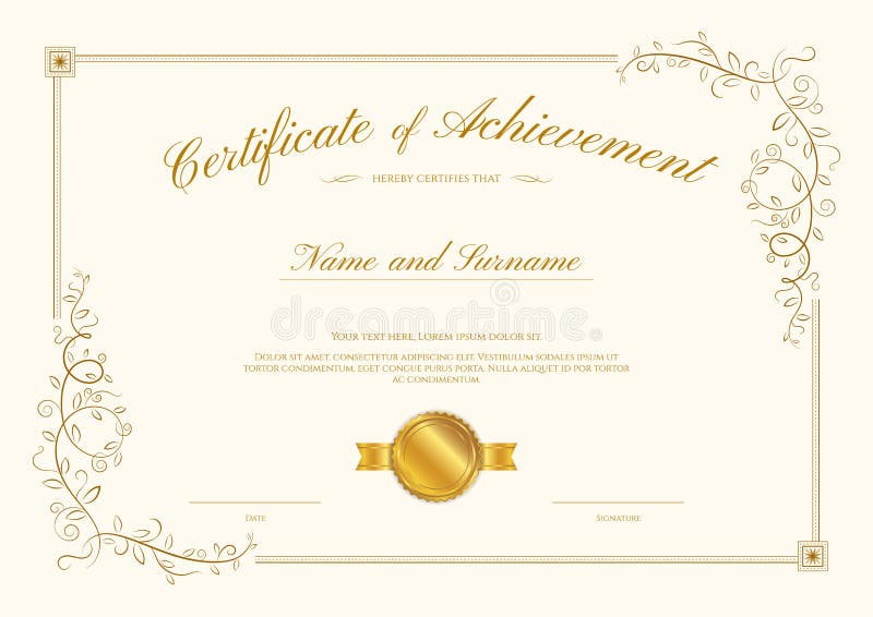 Lyxig certifikatmall med den eleganta gränsramen, diplom D vektor illustrationer