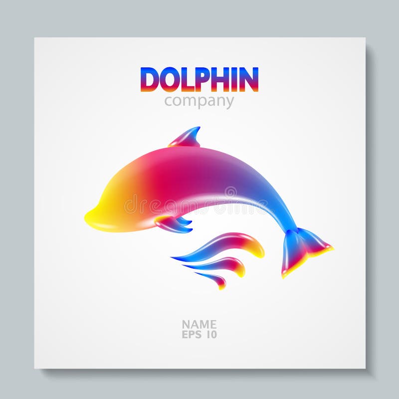 Lyxig delfin för bildlogoregnbåge Att att planlägga vykort broschyrer, baner, logoer, idérika projekt