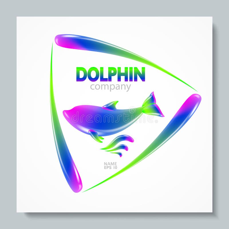 Lyxig delfin för bildlogoregnbåge Att att planlägga vykort broschyrer, baner, logoer, idérika projekt