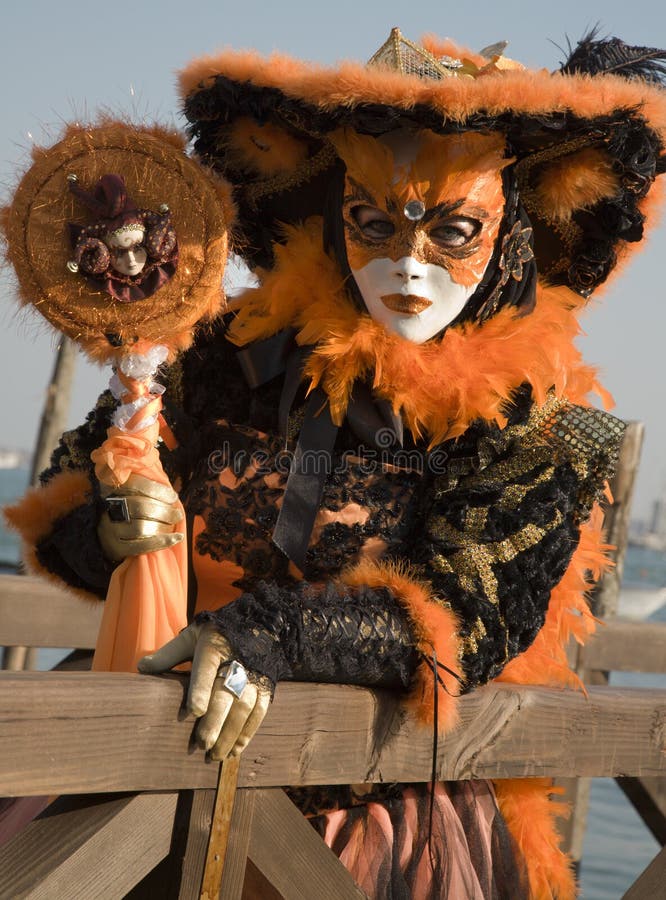 Venice - luxury mask from carnival in orange. Venice - luxury mask from carnival in orange