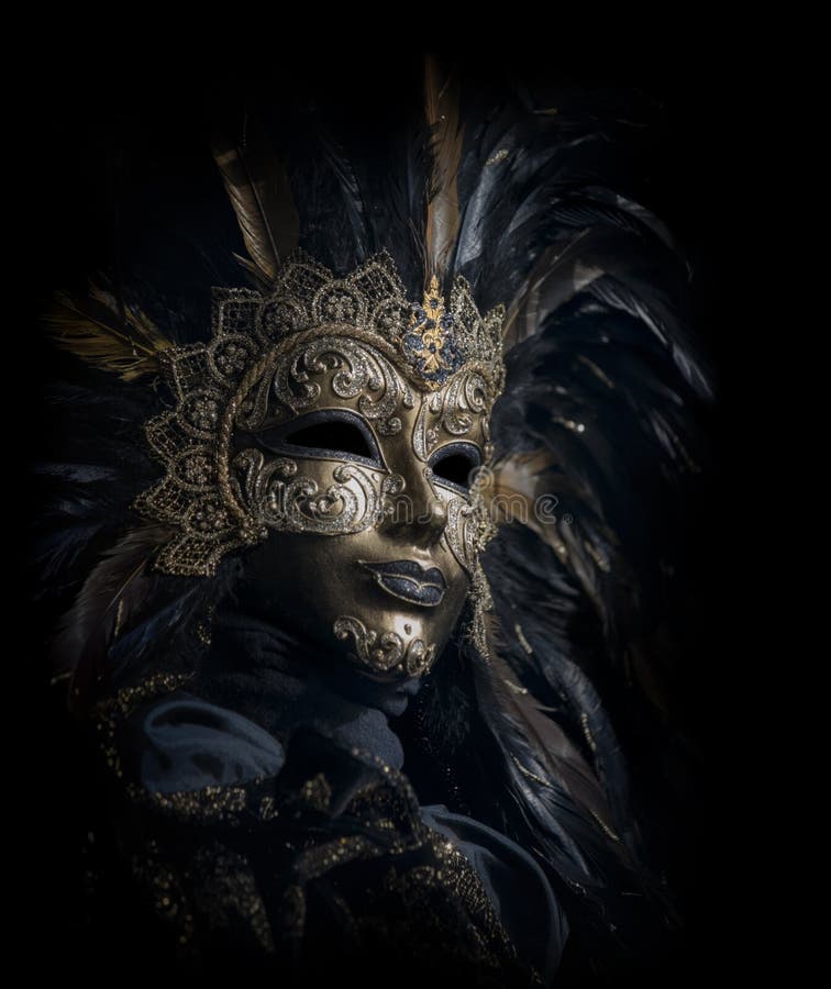 Female venetian mask isolated on black. Female venetian mask isolated on black